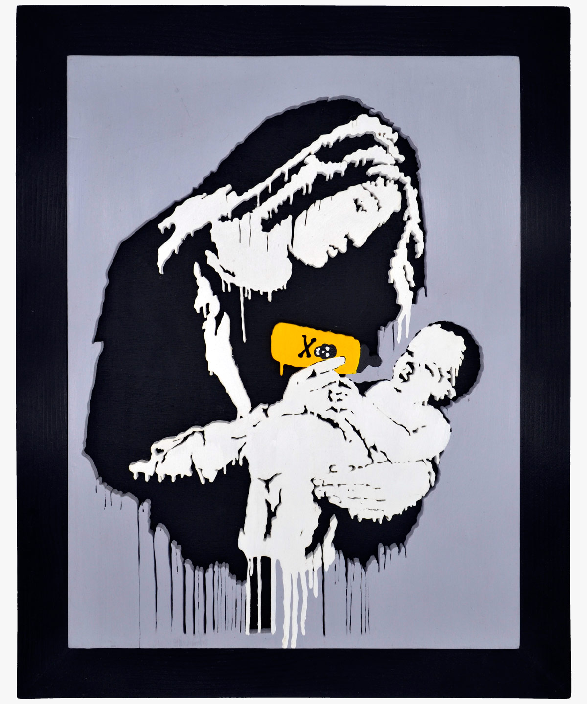 Quadro-traforato-in-legno-stencil-Banksy-madonna-bambino Quadro-traforato-in-legno-stencil-Banksy-madonna-bambino